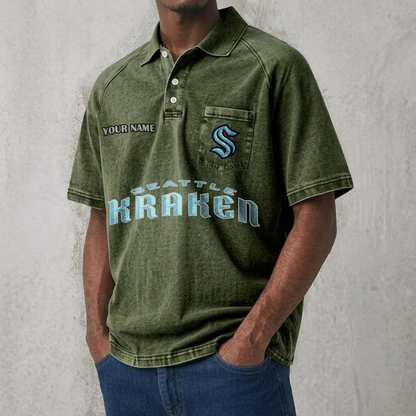 SEA x NHL Men's Distressed Turn-Down Collar Polo DATND TANTD 250526