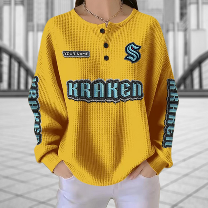 SEA x NHL Personalized Waffle Knit Henley Sweatshirt 2005 DatND DVT