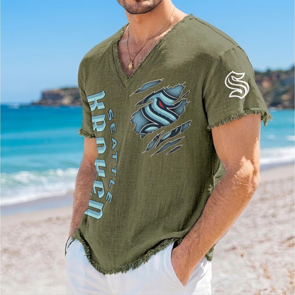 SEA x NHL V-Neck Linen Beach Shirt 1905 DatND DVT