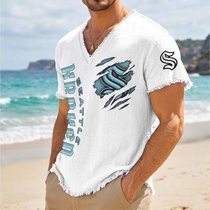 SEA x NHL V-Neck Linen Beach Shirt 1905 DatND DVT