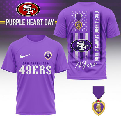 SF 49ers Premium National Purple Hear Day 3D Shirt  300626