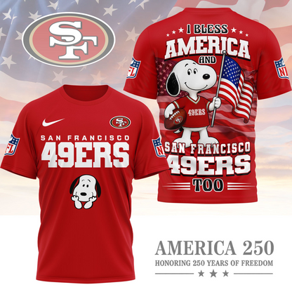 SF Premium NFL Snoopy America 250 3D Shirt 1706