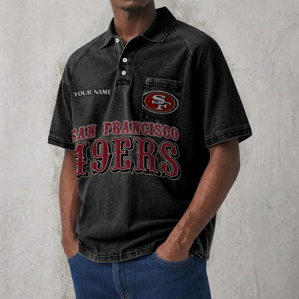 SF x NFL Men's Distressed Turn-Down Collar Polo DATND TANTD 250526