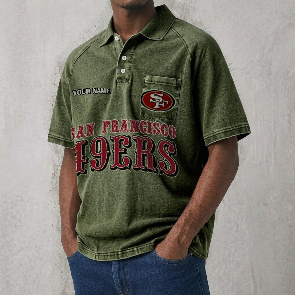 SF x NFL Men's Distressed Turn-Down Collar Polo DATND TANTD 250526