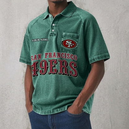 SF x NFL Men's Distressed Turn-Down Collar Polo DATND TANTD 250526