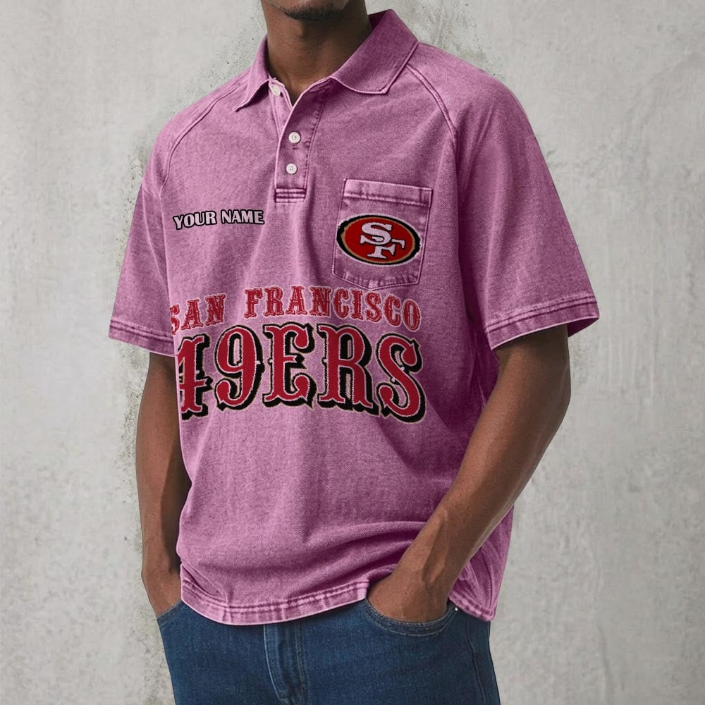 SF x NFL Men's Distressed Turn-Down Collar Polo DATND TANTD 250526
