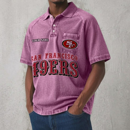 SF x NFL Men's Distressed Turn-Down Collar Polo DATND TANTD 250526