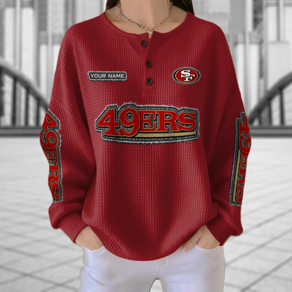 SF x NFL Personalized Waffle Knit Henley Sweatshirt 2005 DatND DVT