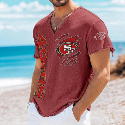 SF x NFL V-Neck Linen Beach Shirt 1905 DatND DVT
