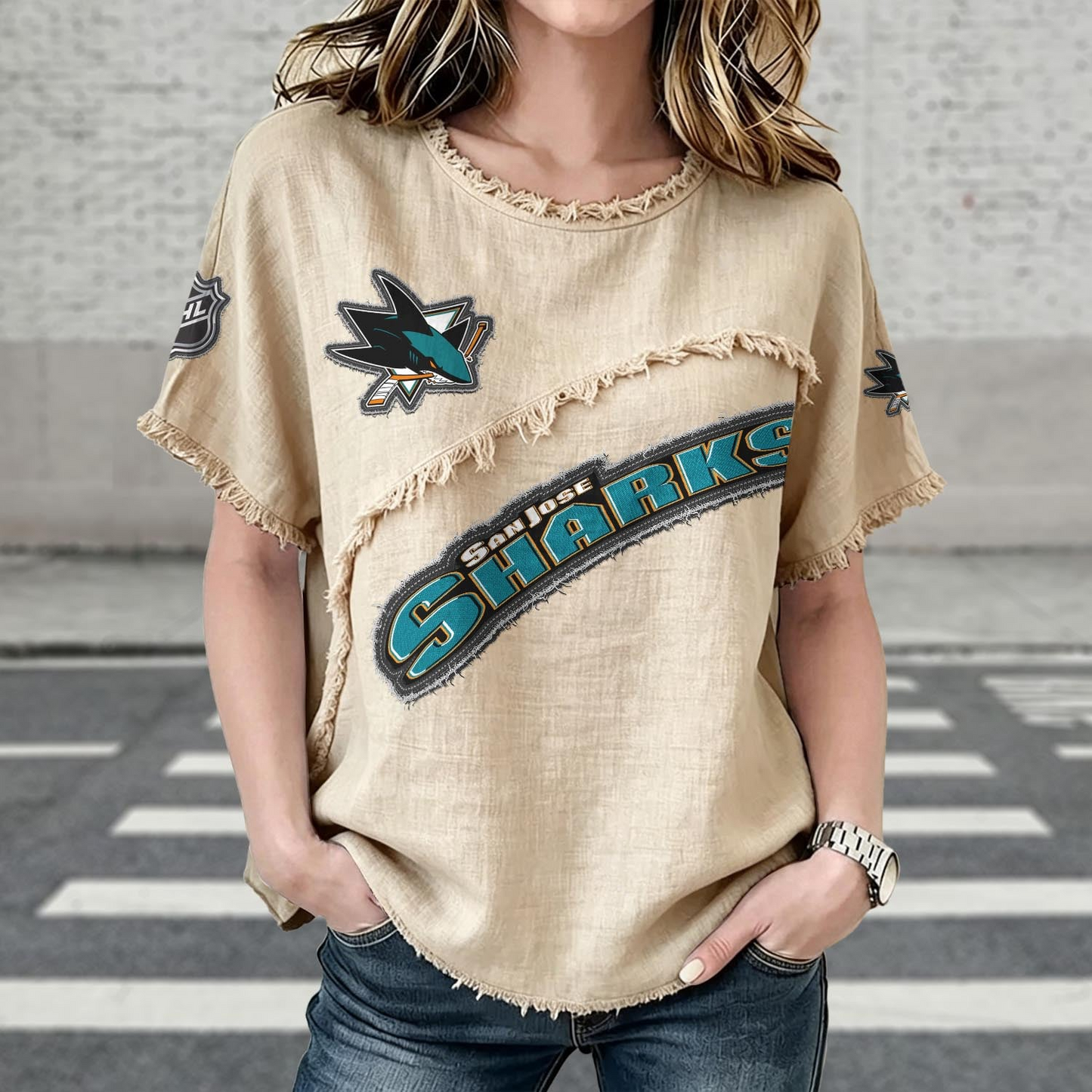 SJS x NHL Womenƒ??s Vintage O-Neck 2905 DatND DVT