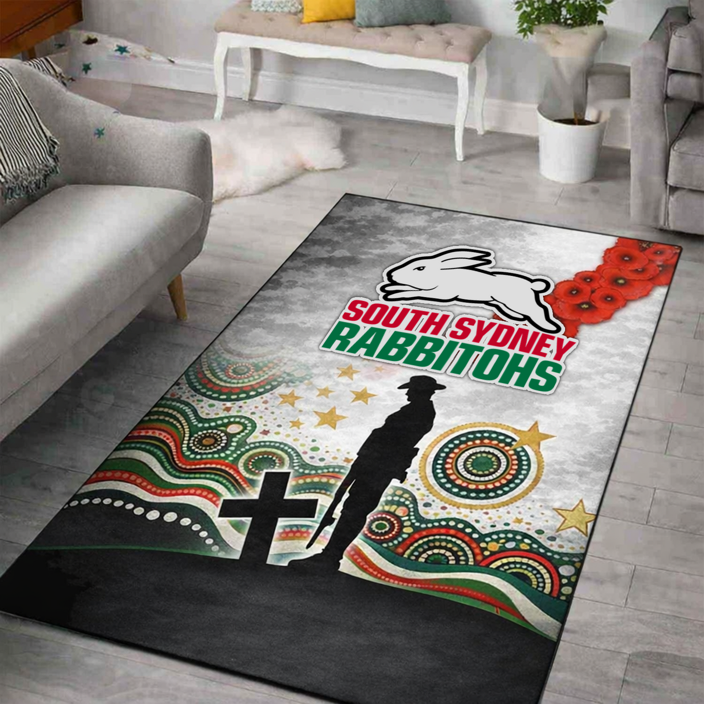 SOU x NRL Anzac Day Living Room And Bedroom Rug Limited Edition DatND DVT