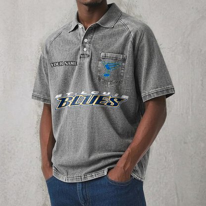 STL x NHL Men's Distressed Turn-Down Collar Polo DATND TANTD 250526