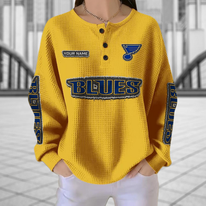 STL x NHL Personalized Waffle Knit Henley Sweatshirt 2005 DatND DVT
