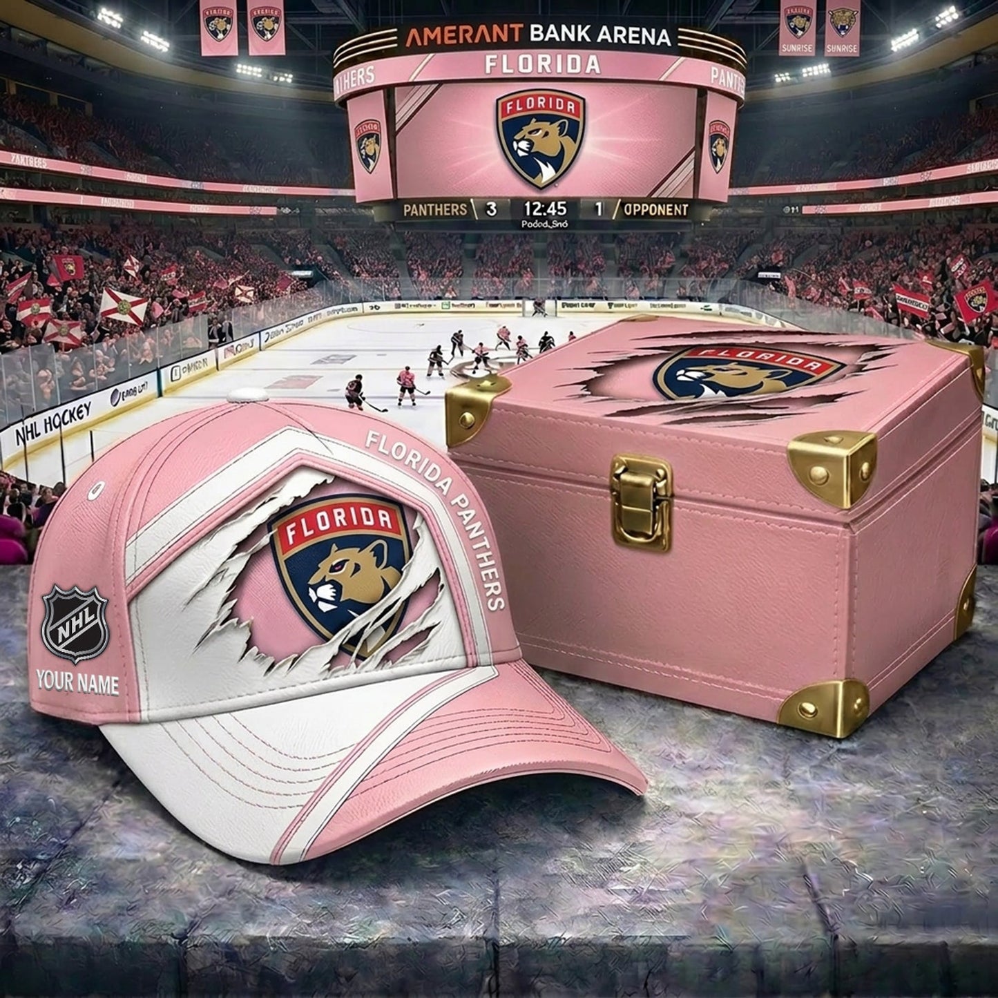 Signature Series NHL x FP BESPOKE PASTEL PINK CRACK CUSTOM NAME HAT V03 NDT NHM 280426