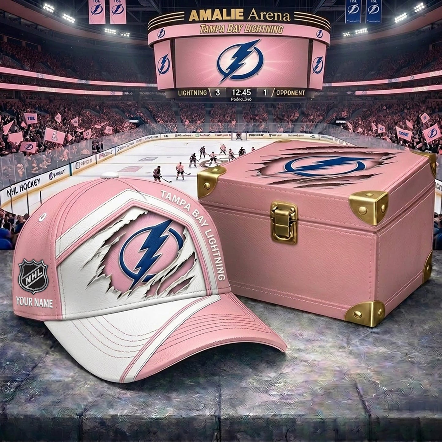 Signature Series NHL x TBL BESPOKE PASTEL PINK CRACK CUSTOM NAME HAT V03 NDT NHM 280426