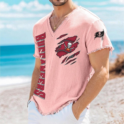 TB x NFL V-Neck Linen Beach Shirt 1905 DatND DVT