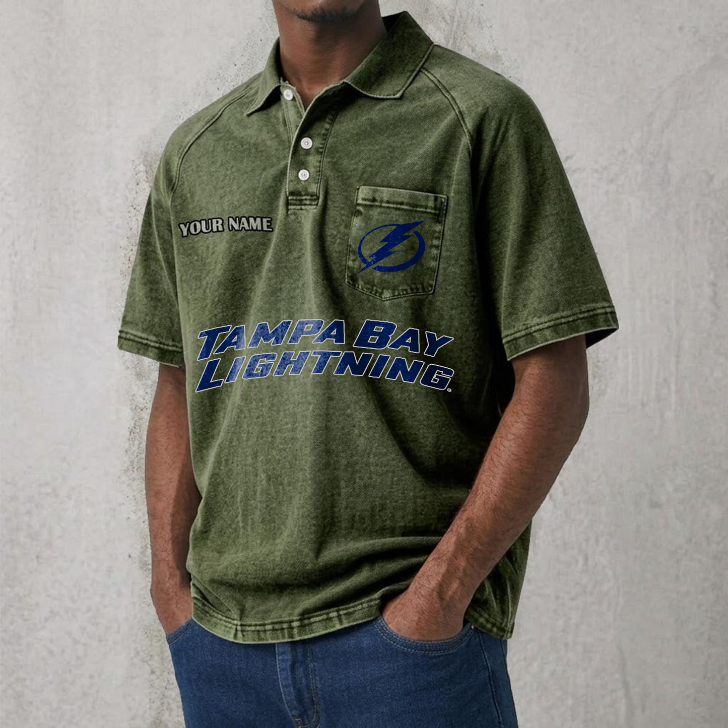 TBL x NHL Men's Distressed Turn-Down Collar Polo DATND TANTD 250526