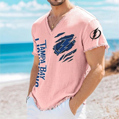TPL x NHL V-Neck Linen Beach Shirt 1905 DatND DVT