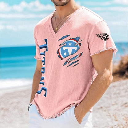 TEN x NFL V-Neck Linen Beach Shirt 1905 DatND DVT