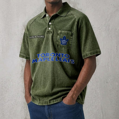 TOR x NHL Men's Distressed Turn-Down Collar Polo DATND TANTD 250526