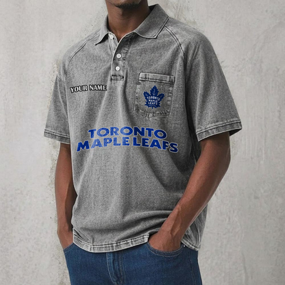 TOR x NHL Men's Distressed Turn-Down Collar Polo DATND TANTD 250526