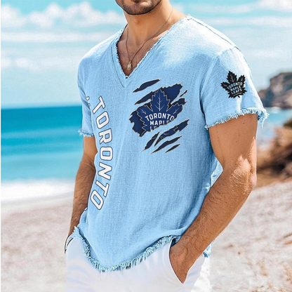 TOR x NHL V-Neck Linen Beach Shirt 1905 DatND DVT
