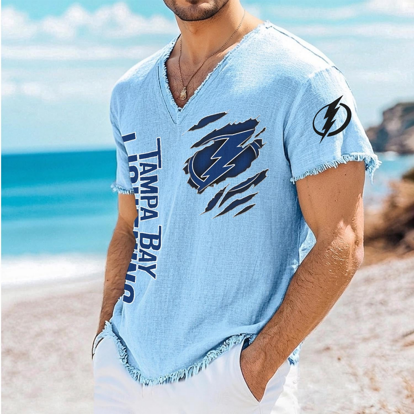 TPL x NHL V-Neck Linen Beach Shirt 1905 DatND DVT