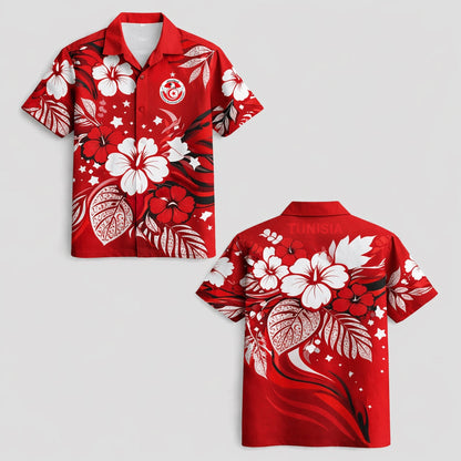 Tunisia World Cup 2026 Floral Hawaiian Shirt PVT02 DATND LBN 90526