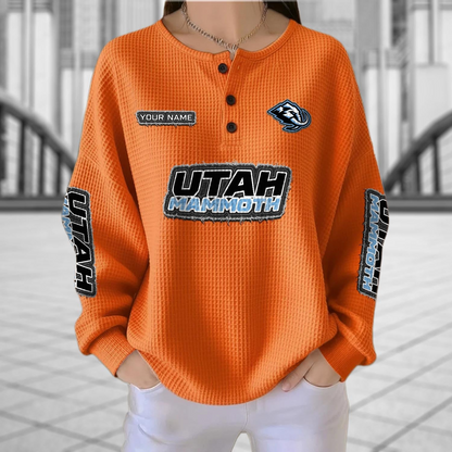 UTA x NHL Personalized Waffle Knit Henley Sweatshirt 2005 DatND DVT