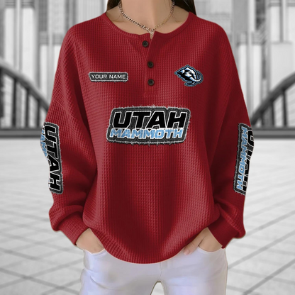 UTA x NHL Personalized Waffle Knit Henley Sweatshirt 2005 DatND DVT
