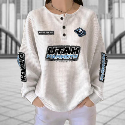 UTA x NHL Personalized Waffle Knit Henley Sweatshirt 2005 DatND DVT