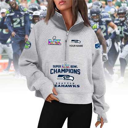 PREMIUM NFL X SEA 2026 SUPER BOWL Woman Half Zip Hoodie NDT VHM 090226