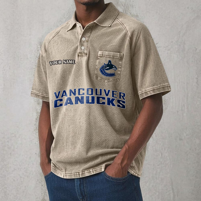 VAN x NHL Men's Distressed Turn-Down Collar Polo DATND TANTD 250526