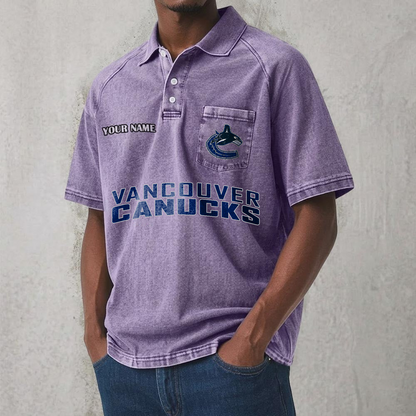 VAN x NHL Men's Distressed Turn-Down Collar Polo DATND TANTD 250526