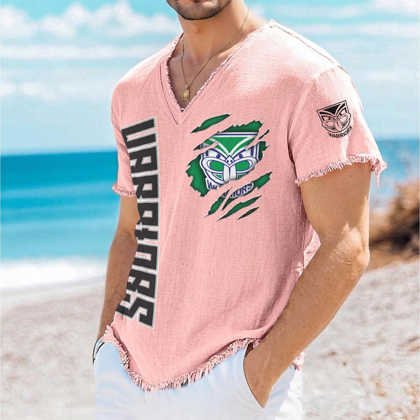 WAR x NRL V-Neck Linen Beach Shirt 1905 DatND DVT