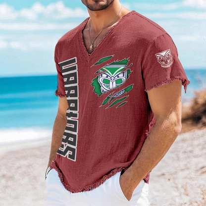WAR x NRL V-Neck Linen Beach Shirt 1905 DatND DVT