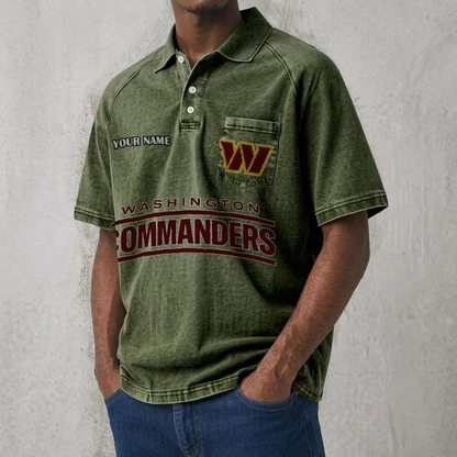 WAS x NFL Men's Distressed Turn-Down Collar Polo DATND TANTD 250526