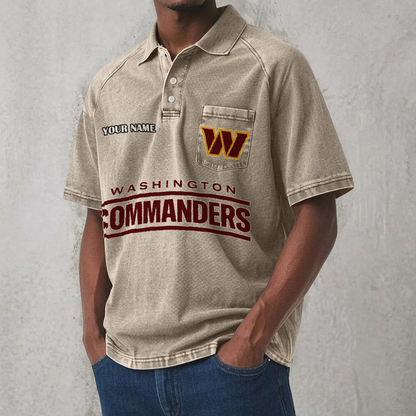 WAS x NFL Men's Distressed Turn-Down Collar Polo DATND TANTD 250526