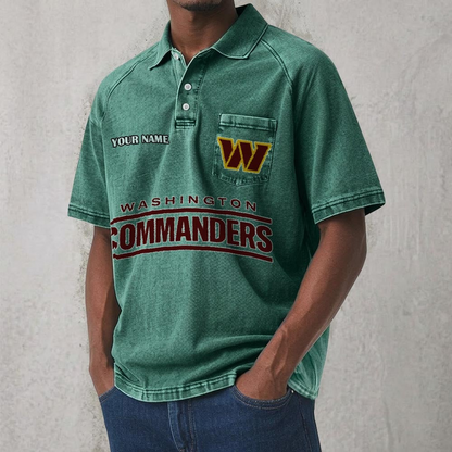 WAS x NFL Men's Distressed Turn-Down Collar Polo DATND TANTD 250526