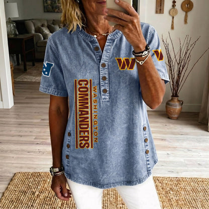 WAS x NFL Womenƒ??s Denim Casual Tops DATND LBN 190526