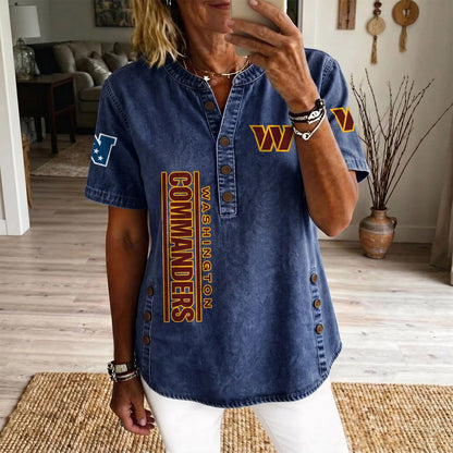 WAS x NFL Womenƒ??s Denim Casual Tops DATND LBN 190526