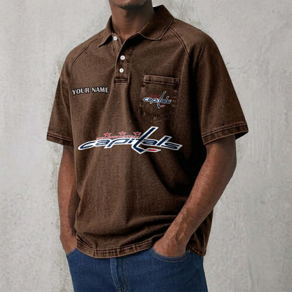 WAS x NHL Men's Distressed Turn-Down Collar Polo DATND TANTD 250526