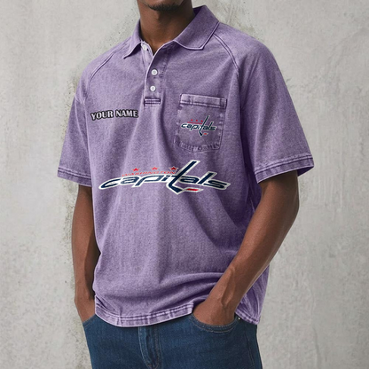WAS x NHL Men's Distressed Turn-Down Collar Polo DATND TANTD 250526