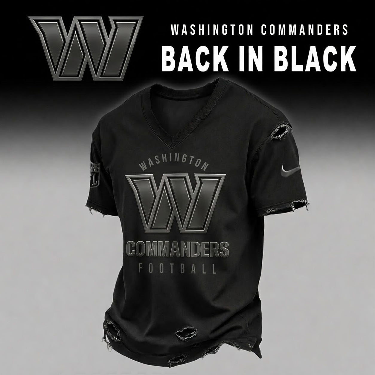 WC x NFL Back In Black V-neck Shirt 290626