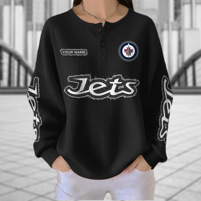 WGJ x NHL Personalized Waffle Knit Henley Sweatshirt 2005 DatND DVT