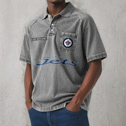 WPG x NHL Men's Distressed Turn-Down Collar Polo DATND TANTD 250526