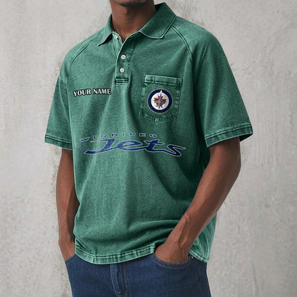 WPG x NHL Men's Distressed Turn-Down Collar Polo DATND TANTD 250526