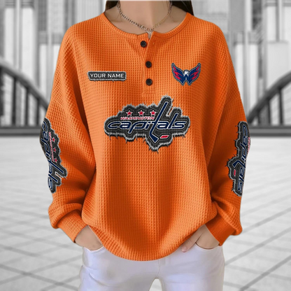 WSH x NHL Personalized Waffle Knit Henley Sweatshirt 2005 DatND DVT