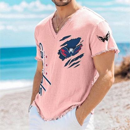 WSH x NHL V-Neck Linen Beach Shirt 1905 DatND DVT