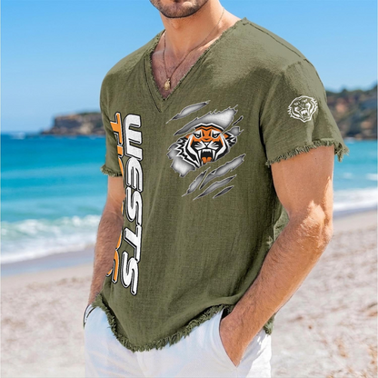 WST x NRL V-Neck Linen Beach Shirt 1905 DatND DVT